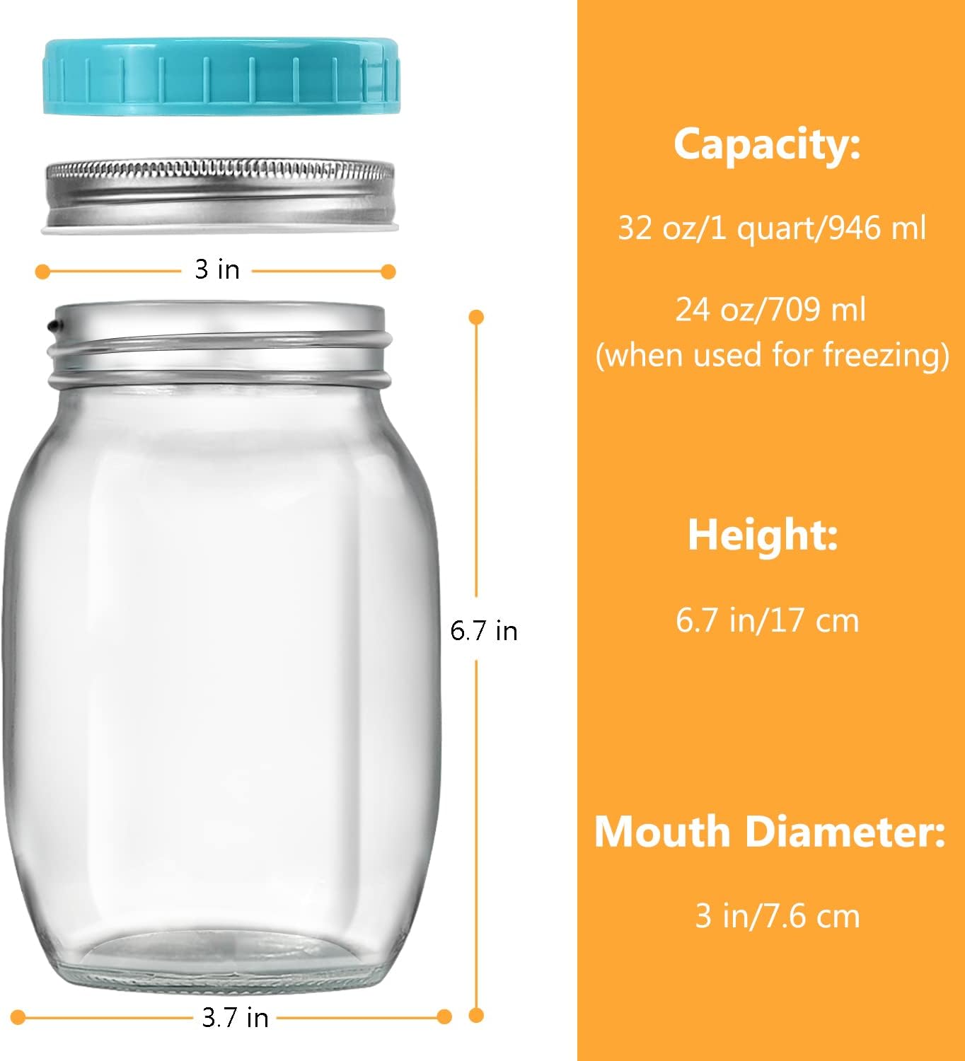 Perfect for Preserving Meal Prep Mason Jars with Lids Home Kitchen Essential