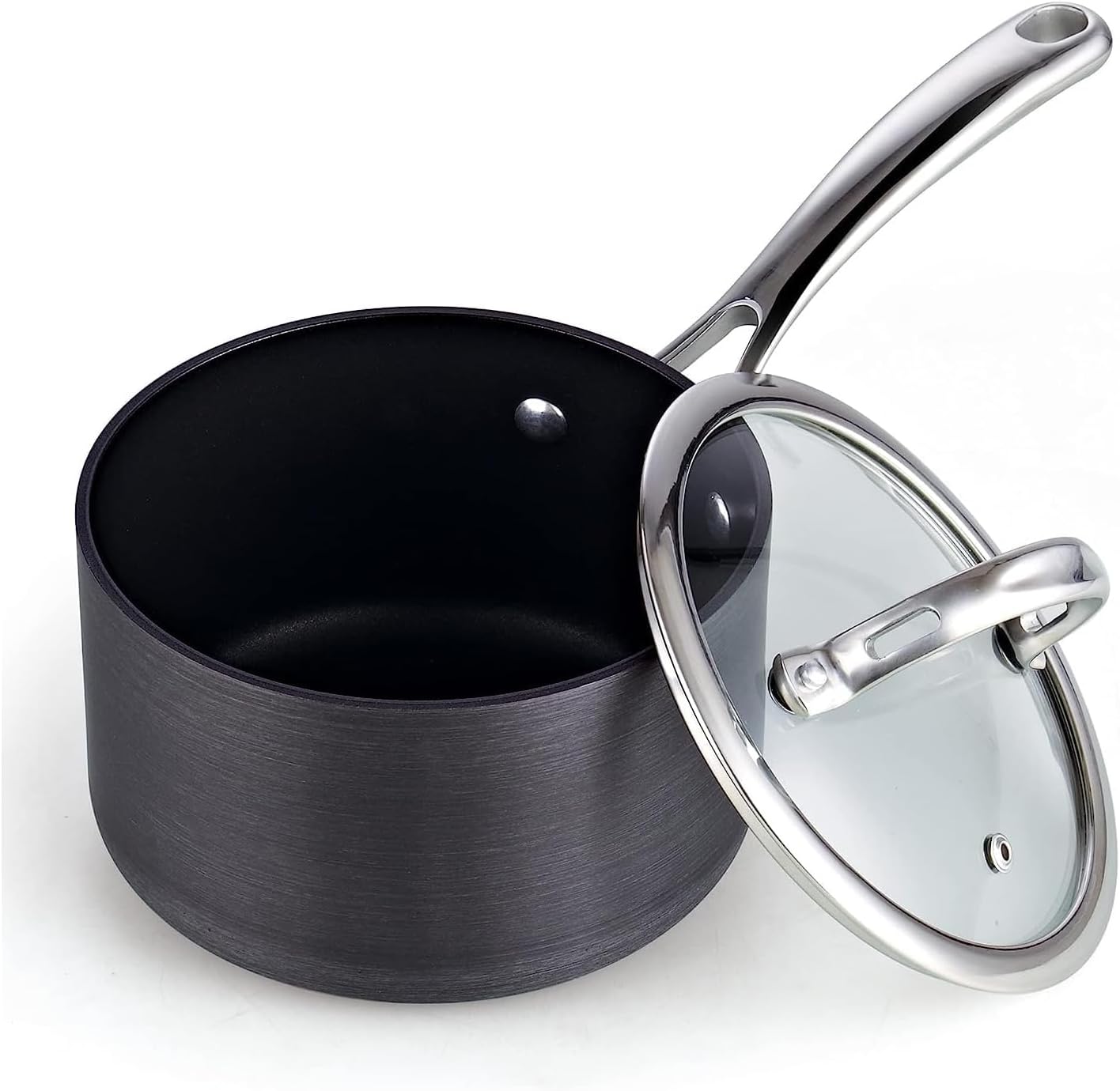 Cooks Standard 2-Quart Nonstick Saucer with Lid Black