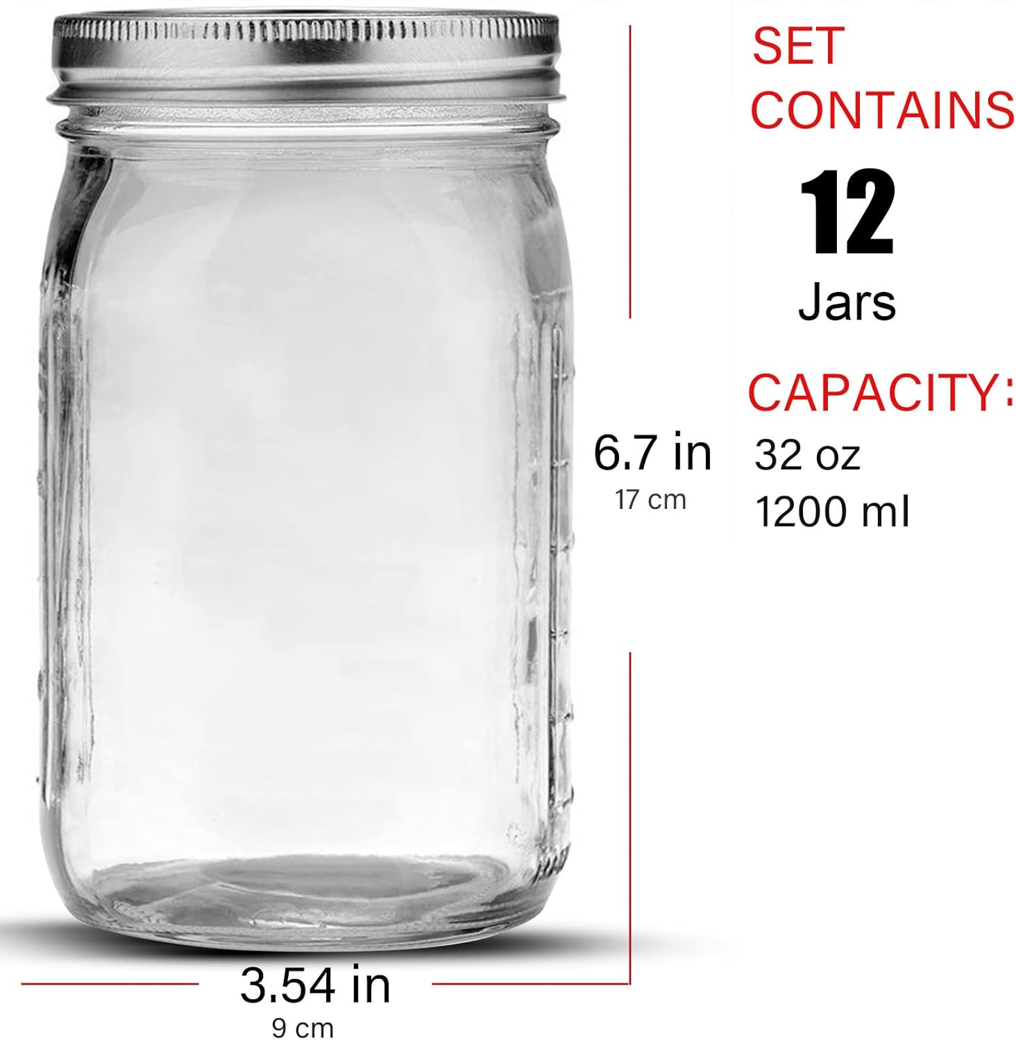Premium 12-Pack Mason Jars for Canning Fermenting