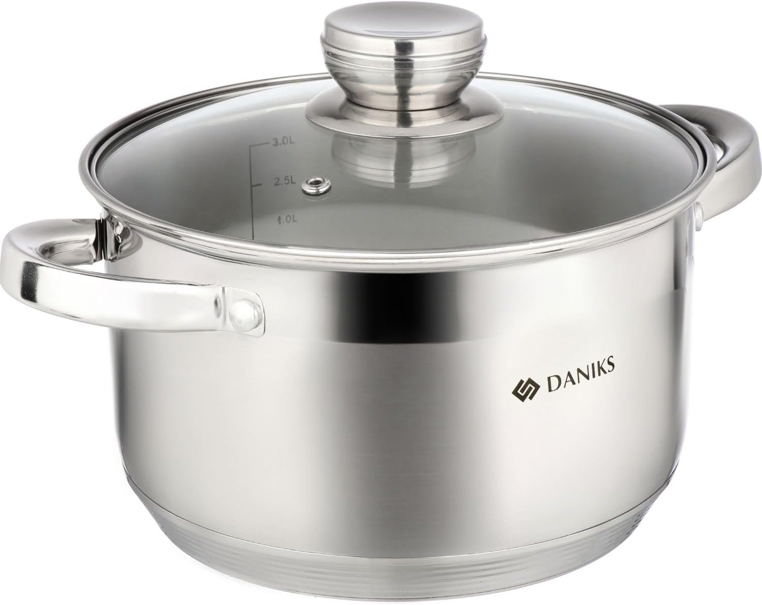 Daniks Standard Stainless Steel Stock Pot with Glass Lid 4 Quart