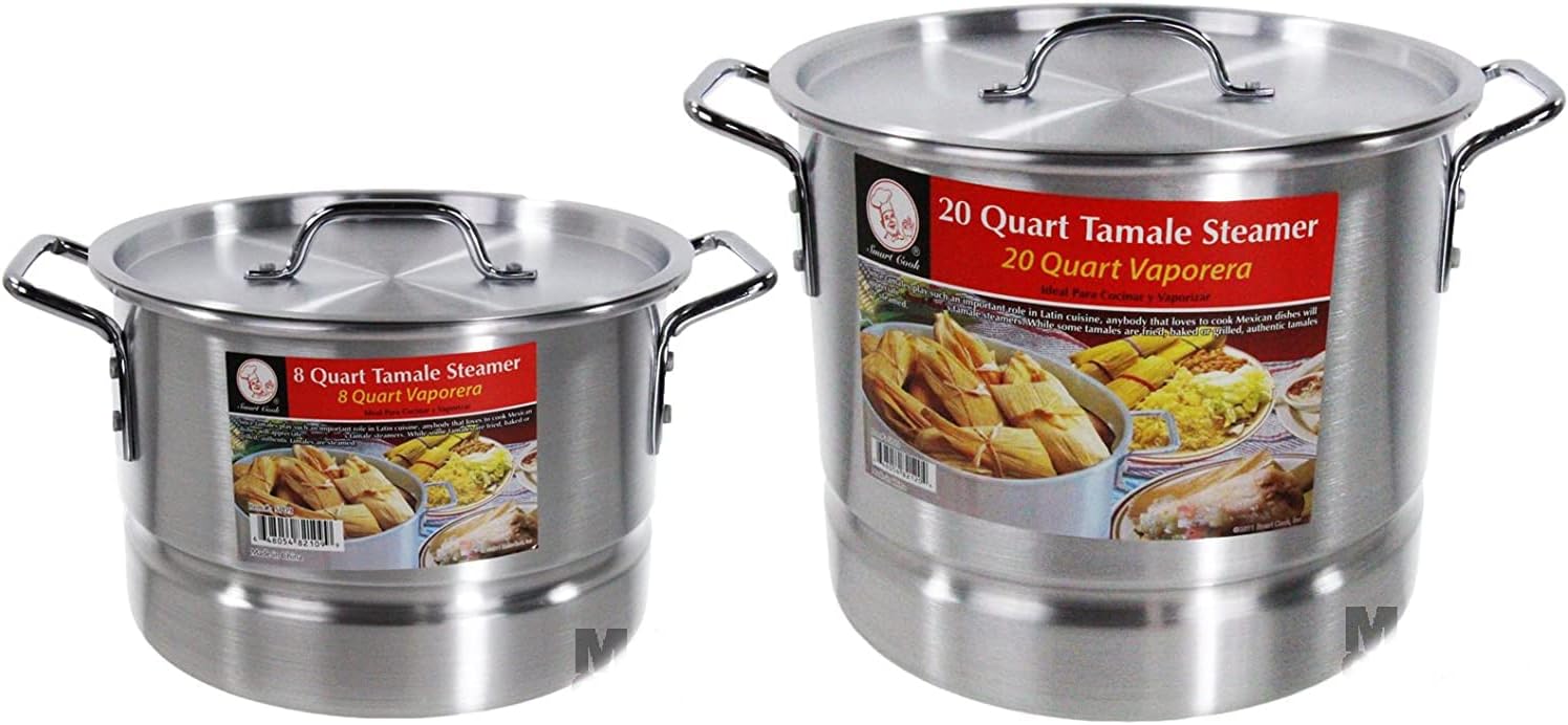 MDS Cuisine Cookwares Aluminum Stockpot Set With Steamer 8Qt16Qt for Traditional Cooking