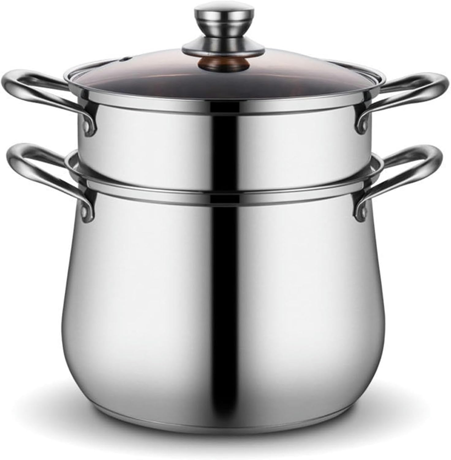 LGEOELIAS Large Deep Stock Pot with Steamer Basket and Lid