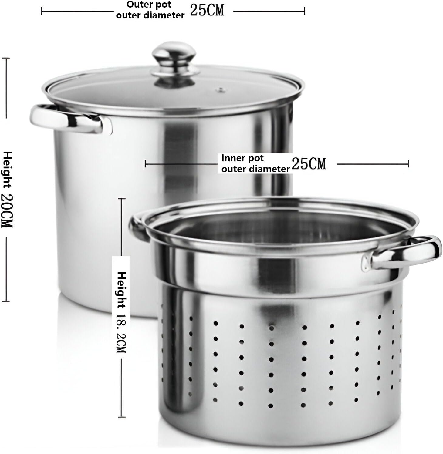 AIZYR Stainless Steel Stockpot with Basket for Induction and Cooking