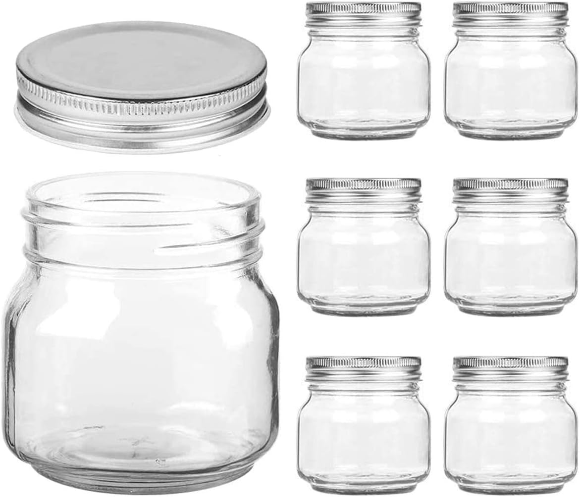 8 oz Mason Jars Clear Glass Lid with Metal