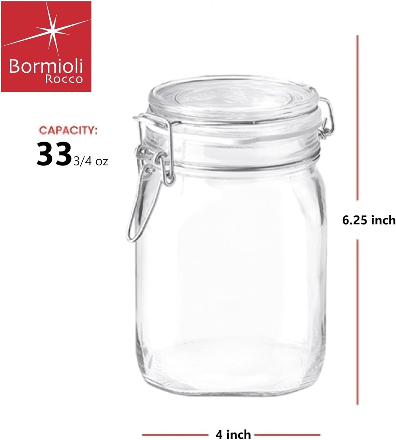 Bormioli Rocco Fido Clear Jar 33-34-Ounce