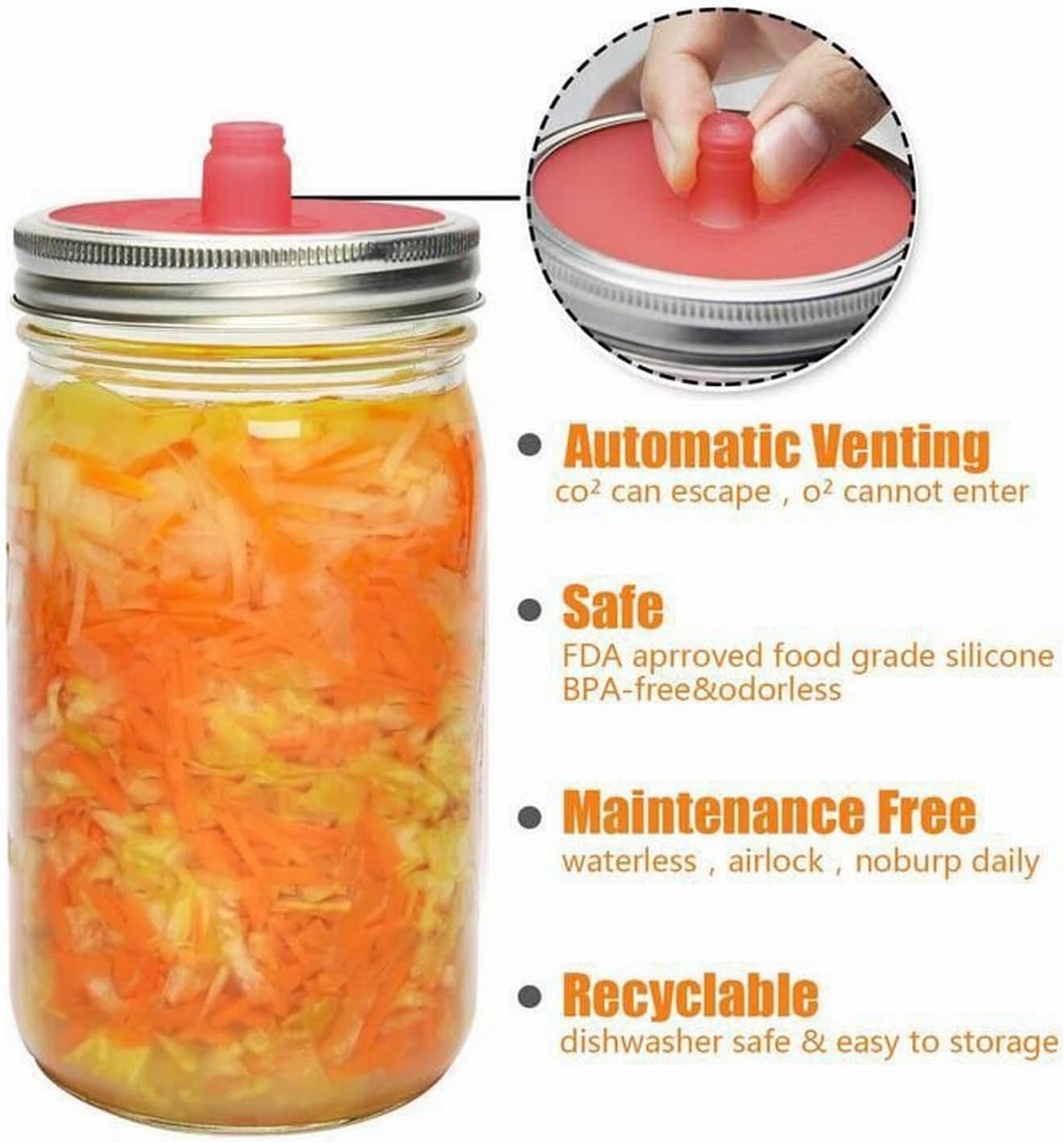 Niaviben Fermentation Lid Green Airtight Mason Jar Lid with Pour Spout