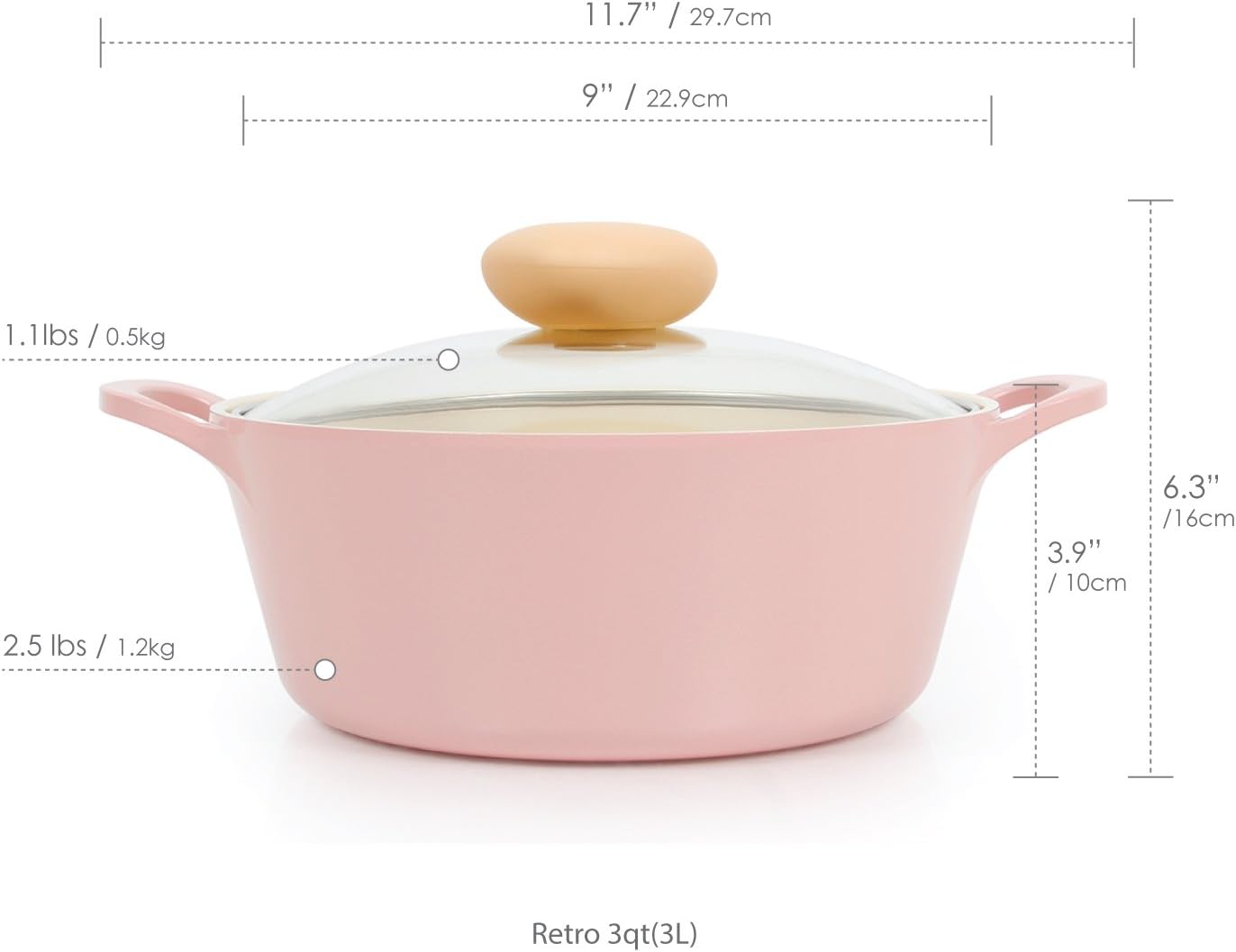 High-Quality 3QT Stockpot with Ecolon Coating Steam Vent