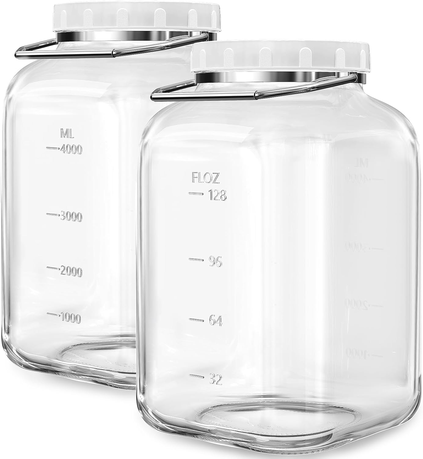 2 Pack 15 Gallon Glass Jars with Airtight Lids and Handles