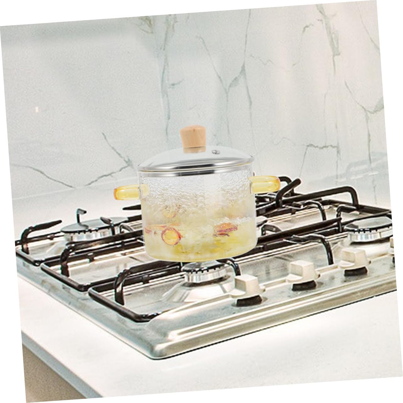 NAMOARLY Heat-Resistant Glass Stew Pot with Cover 1600ML