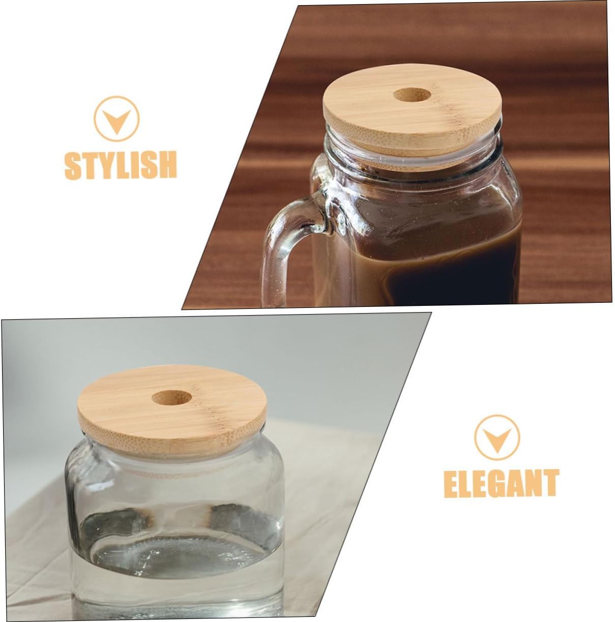 Cabilock 8pcs Reusable Wooden Mason Jar Lids