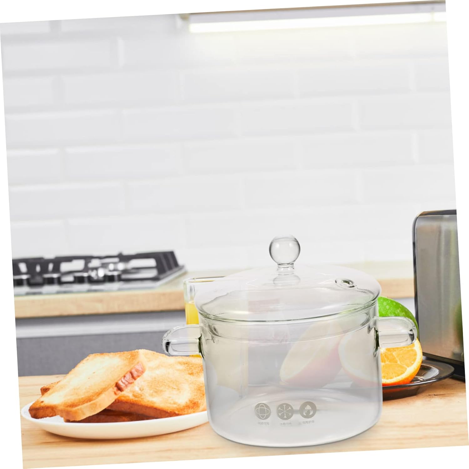 High-Borosilicate Glass Stew Pot with Lid 1500ml