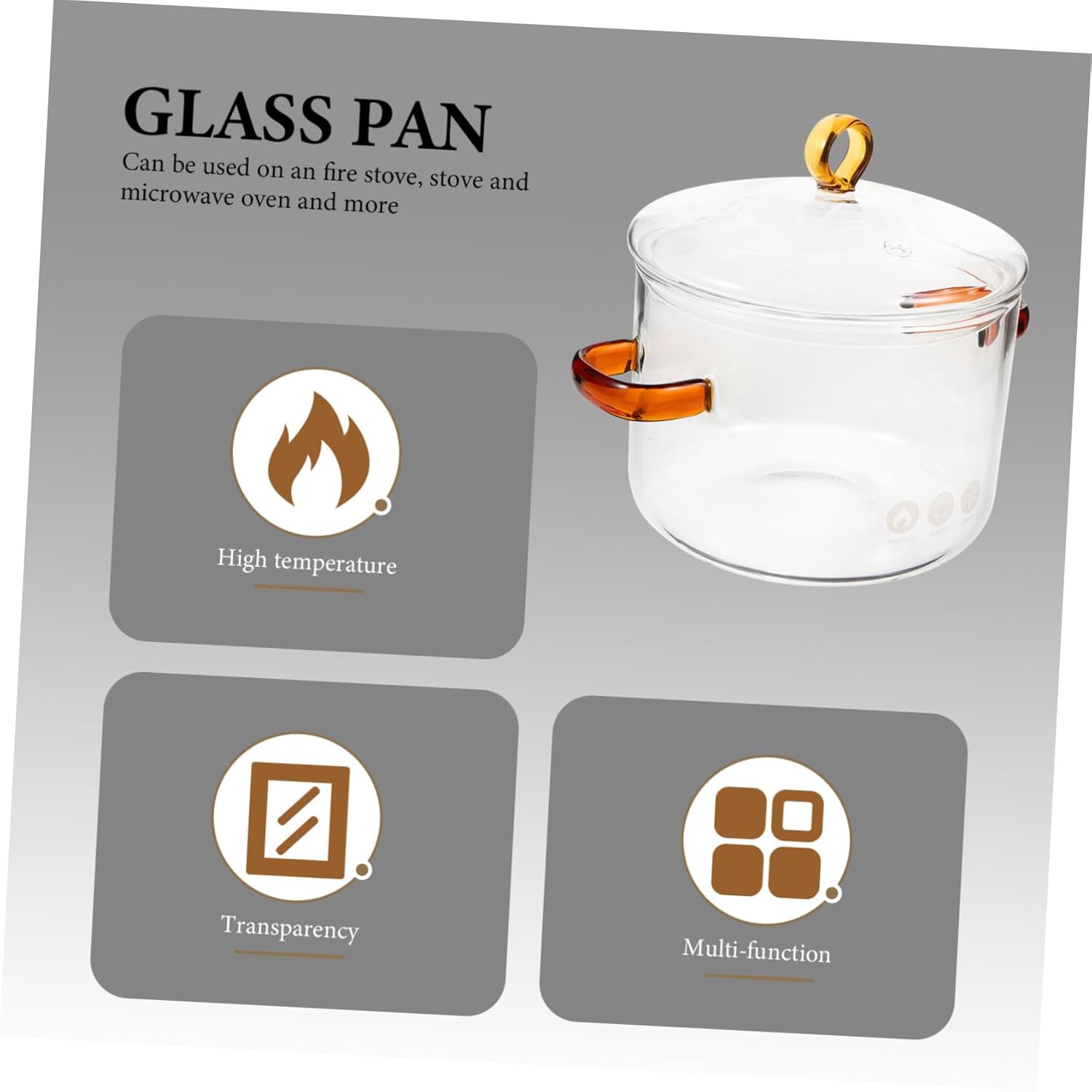 Happyyami Double-Handle Glass Stew Pot with Lid