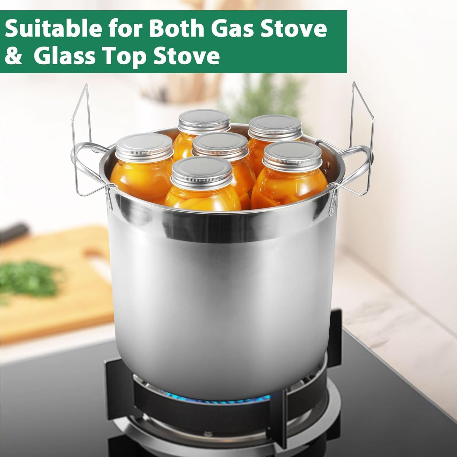 Stainless Steel Water Bath Canning Pot with Rack and Lid