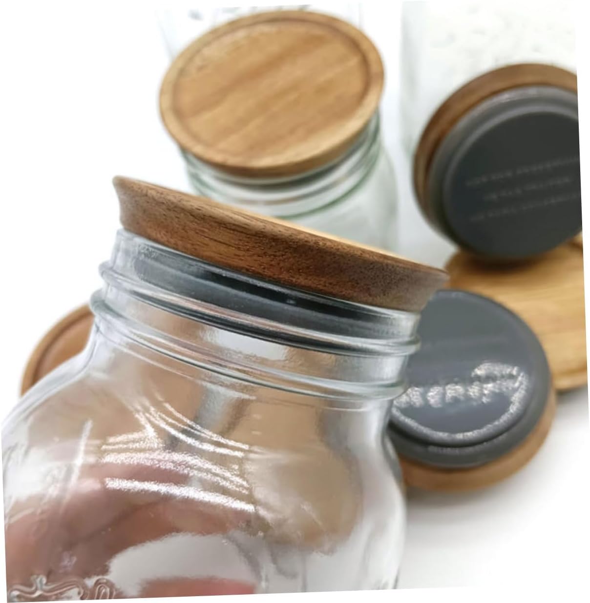 Zerodeko 2pcs Wooden Mason Jar Lids with Silicone Seal