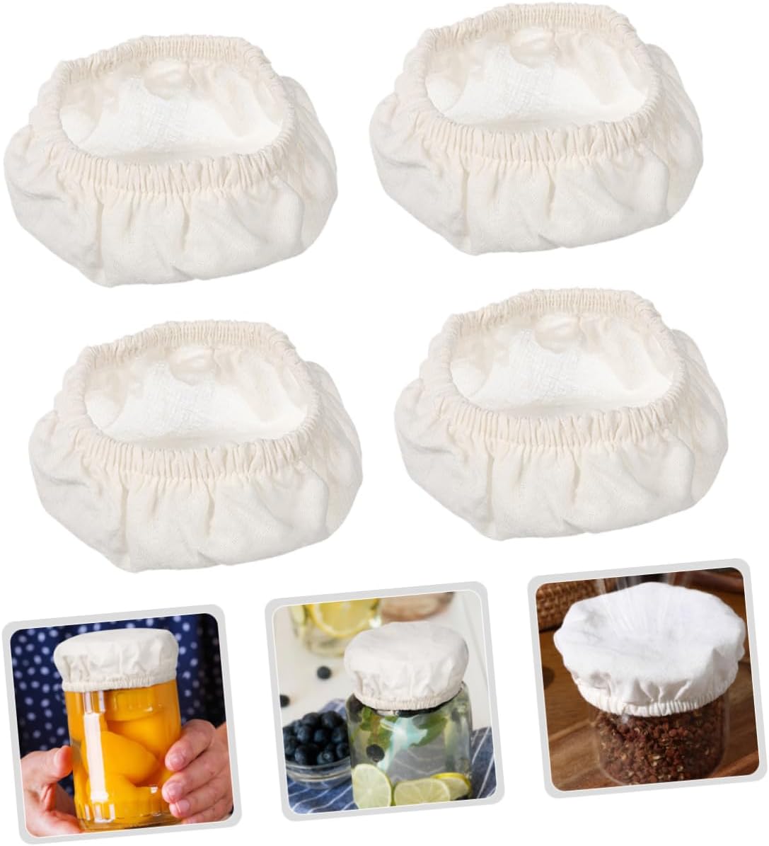 4pcs Cotton Jar Covers for Glass Jars and Canning Lids