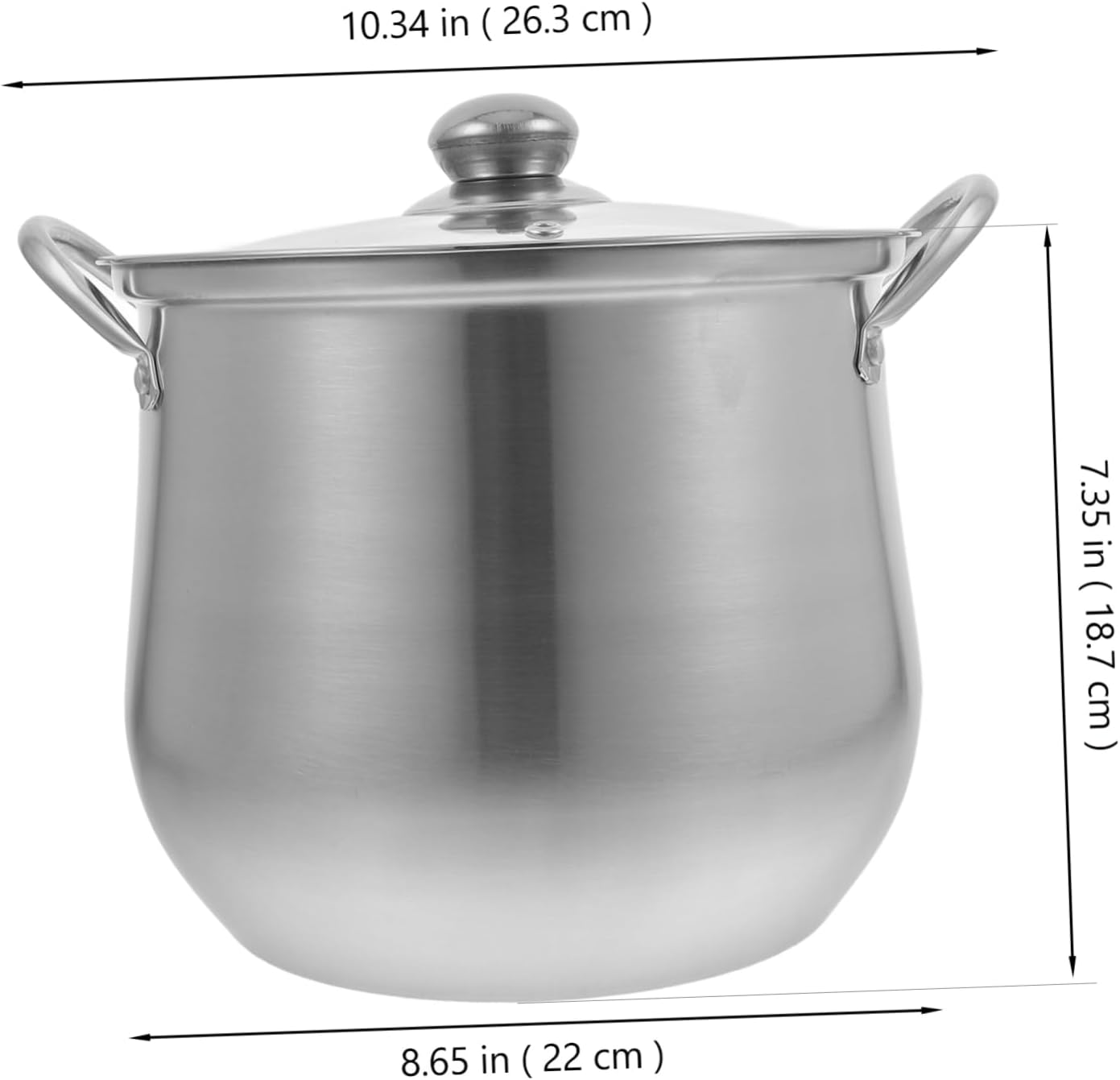 Stainless Steel Soup Pot with Built-In Handle and Heat Resistant Lid
