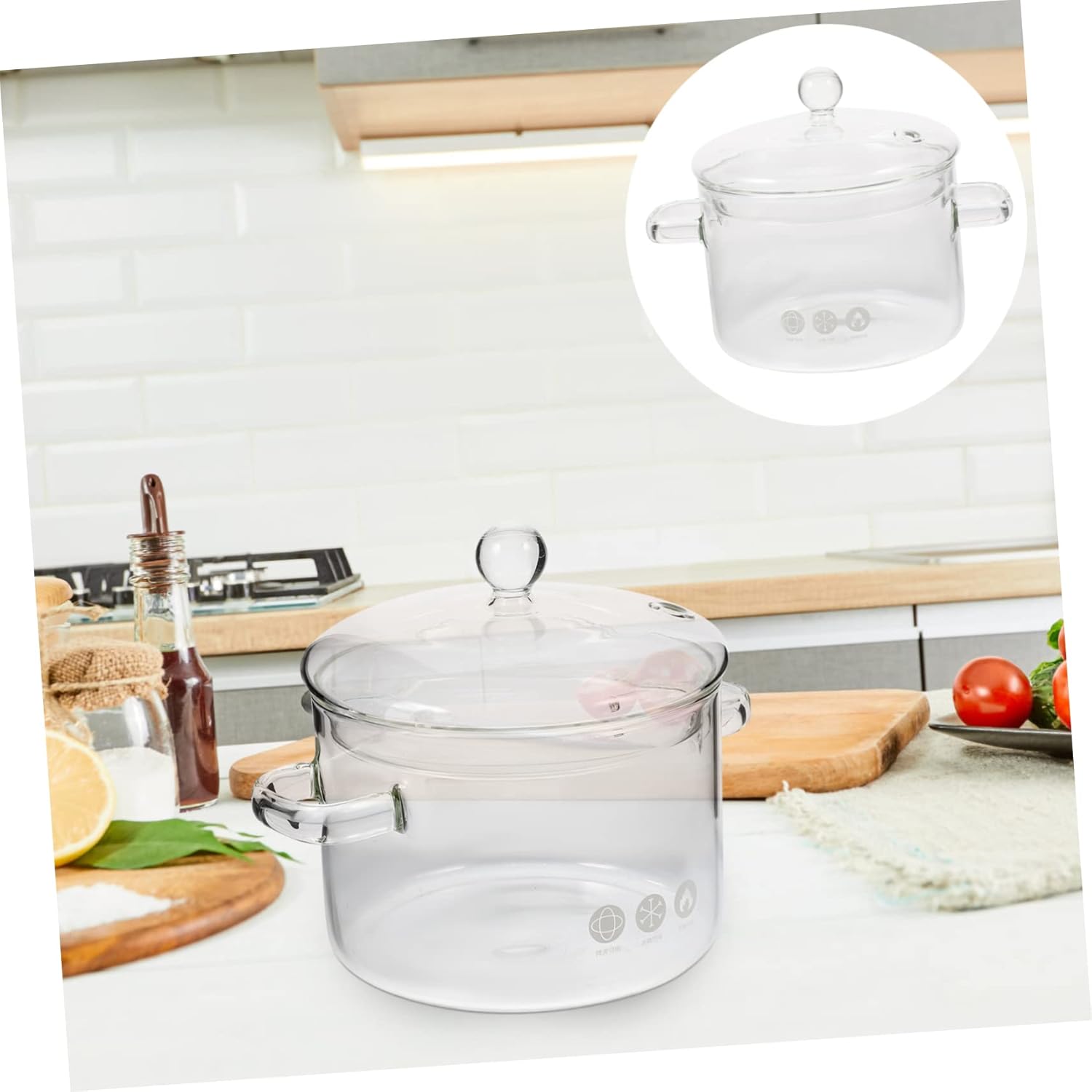 High-Borosilicate Glass Stew Pot with Lid 1500ml
