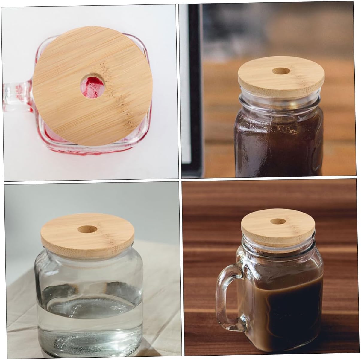 DECHOUS 6pc Mason Jar Wooden Lids Set 70mm Diameter