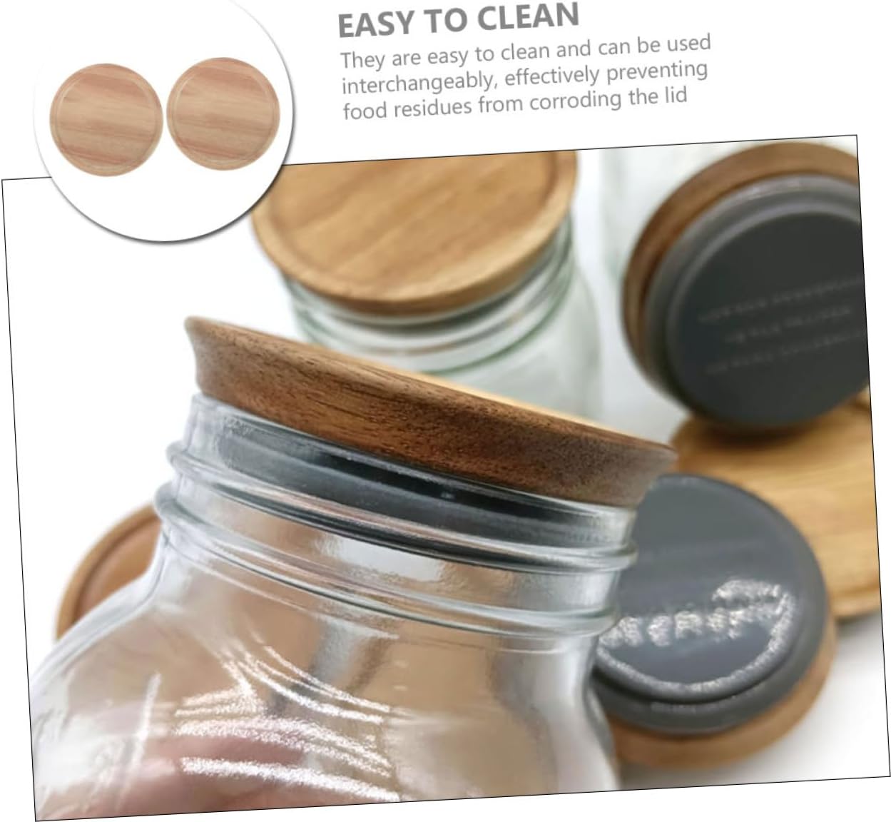 STOBAZA 2 Wooden Mason Jar Lids