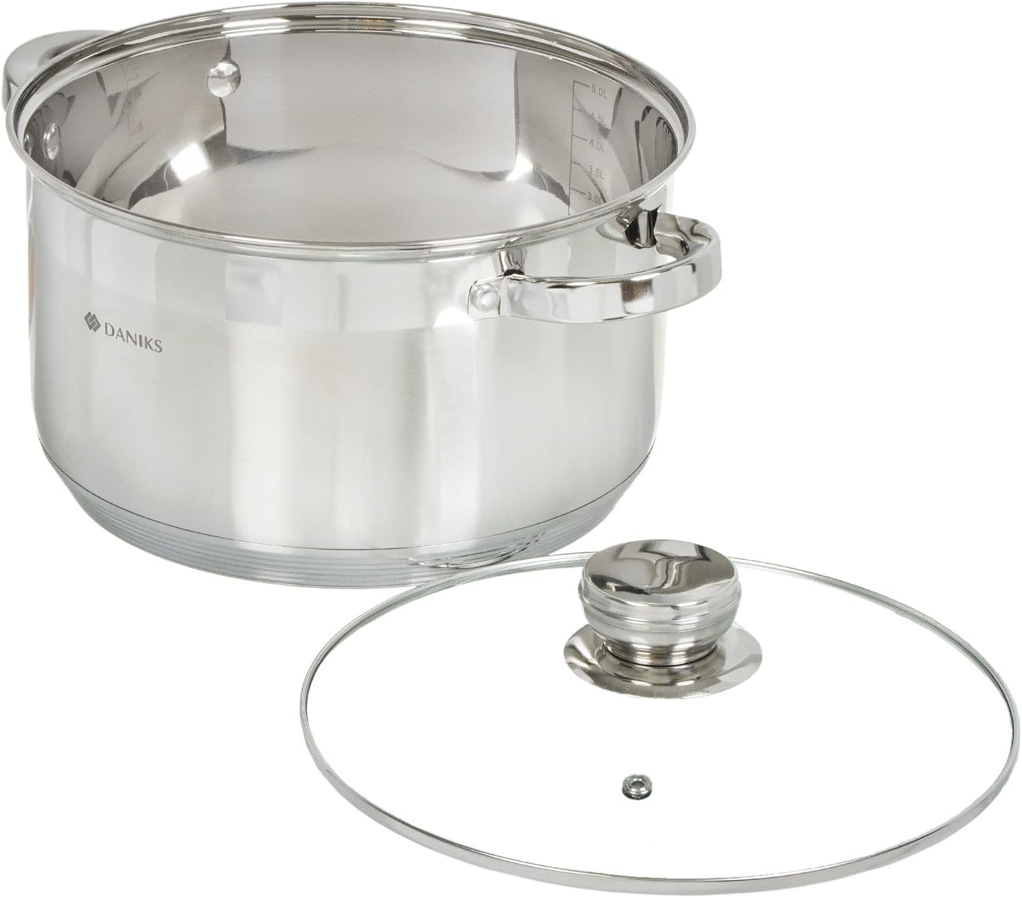 Daniks Standard Stainless Steel Stock Pot with Glass Lid 4 Quart