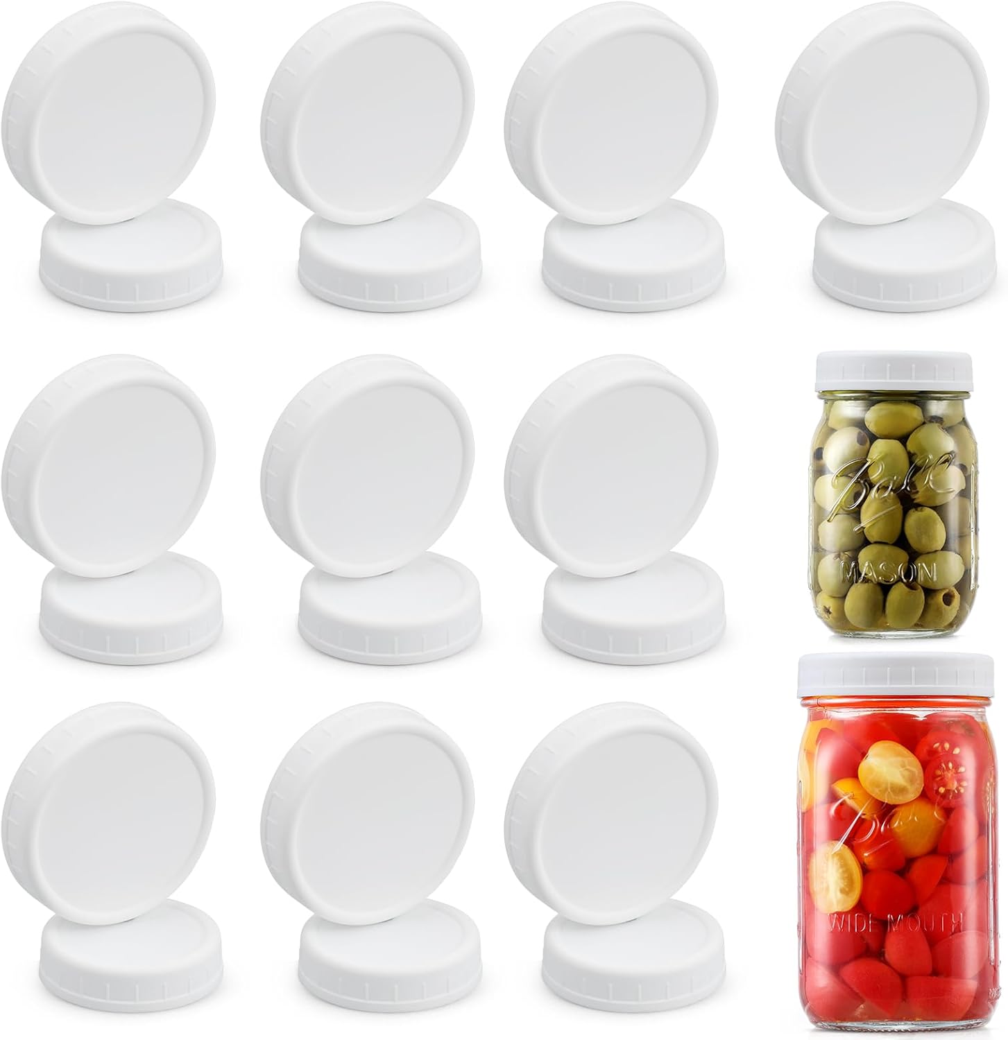 AOZITA 10 Wide 10 Regular Mouth Mason Jar Lids White