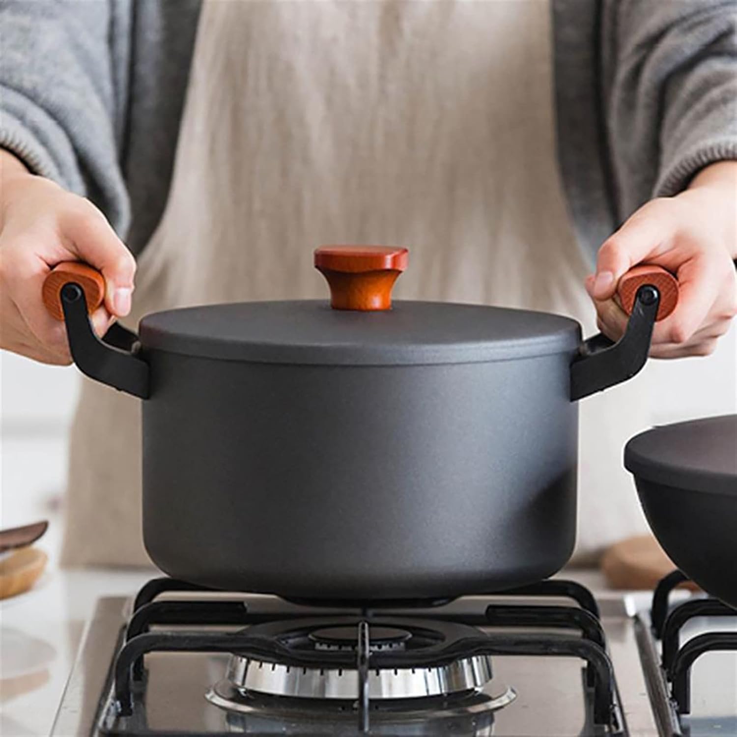 NTK Cast Iron Stockpot Dual Function Pot for Soups Stews More