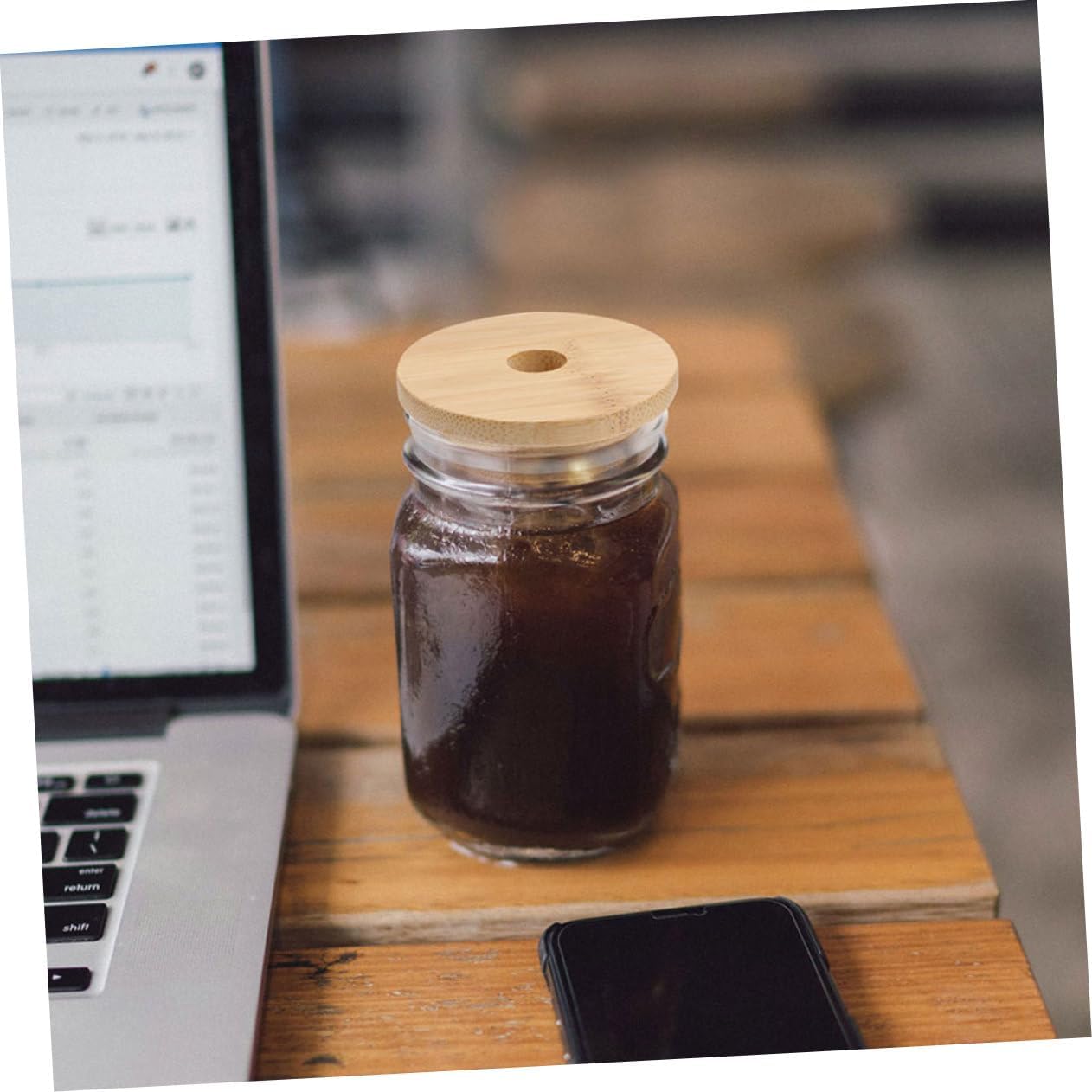 Cabilock 8pcs Reusable Wooden Mason Jar Lids