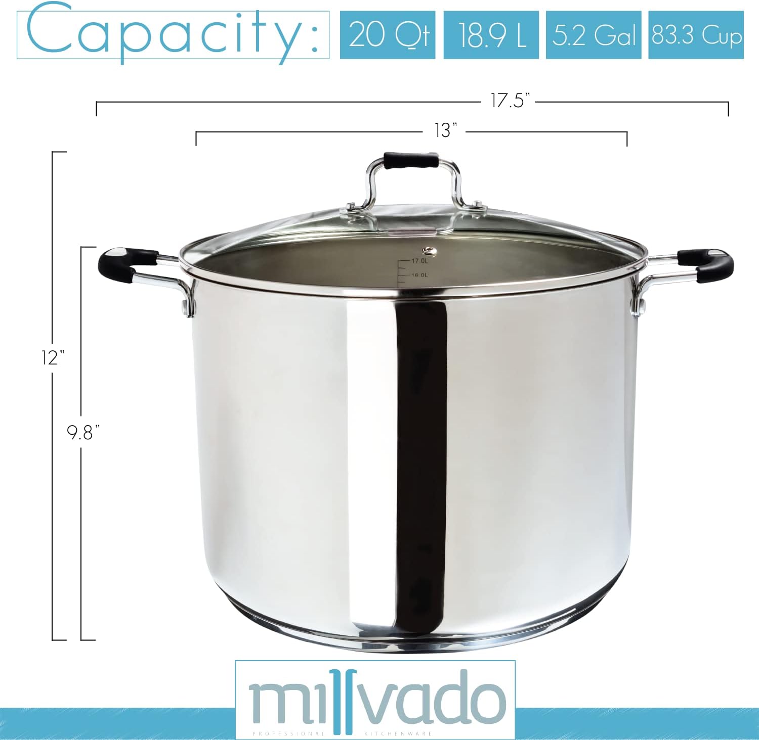 Millvado 20 Quart Stock Pot