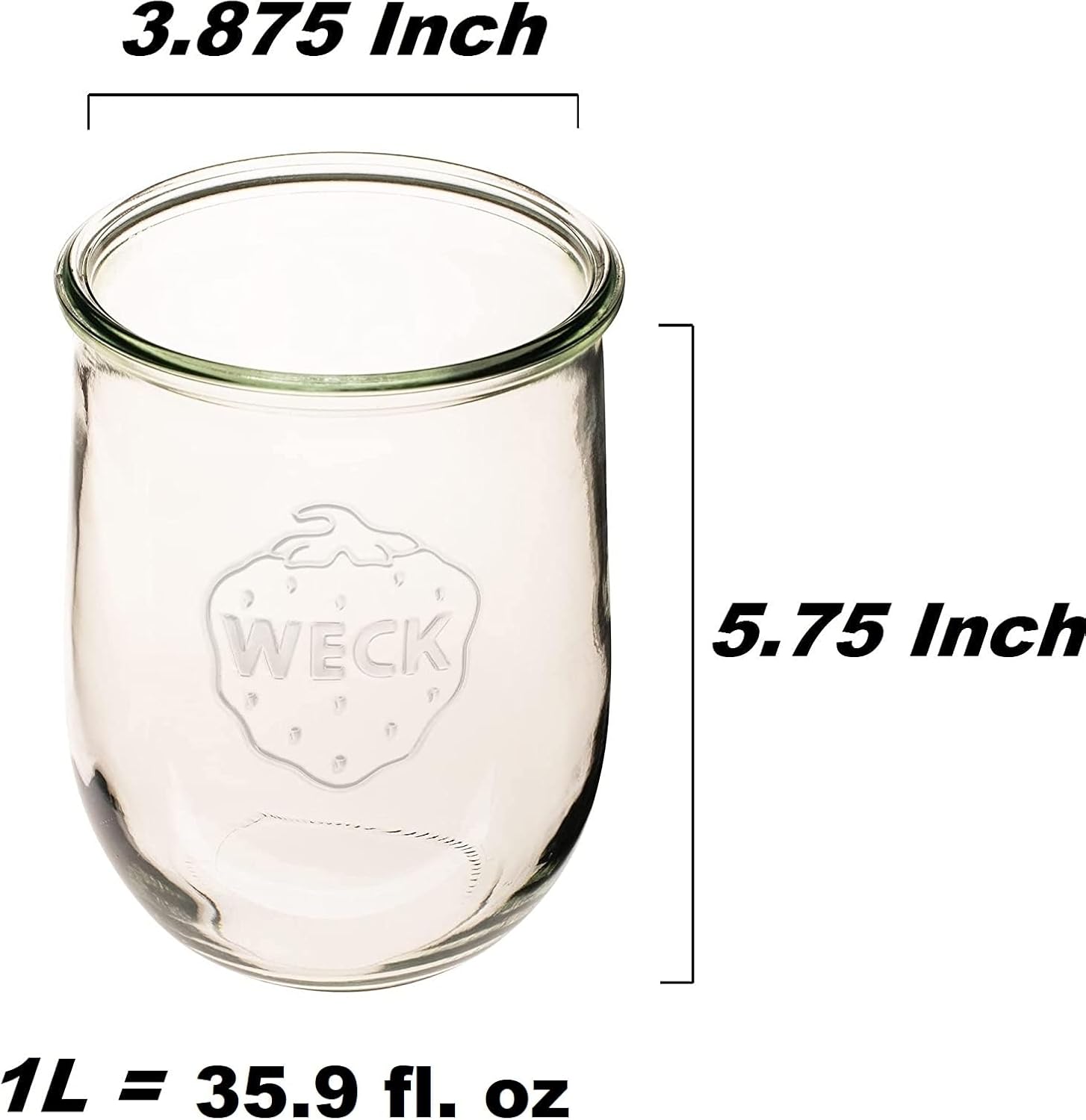 Weck Large Glass Jars 1 Liter with Lid for Sourdough Starter