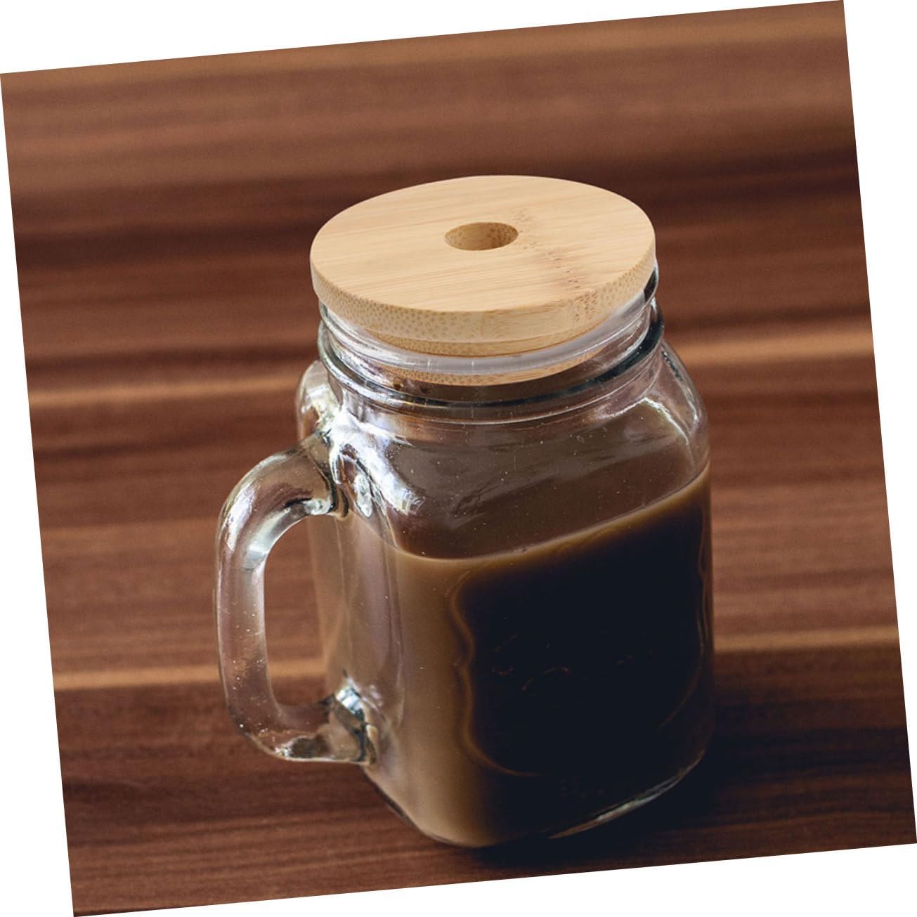 VOSAREA 8pcs Wooden Mason Jar Lids with Straw Hole