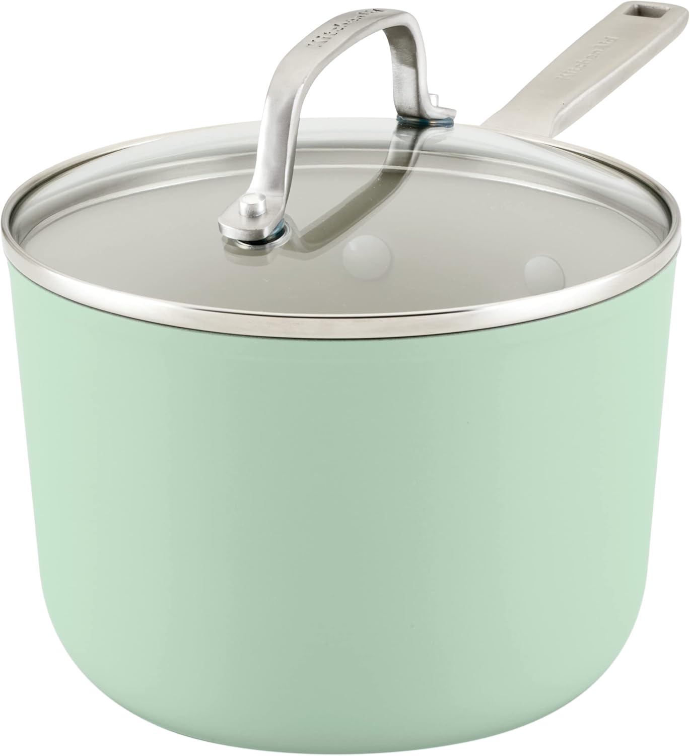 3 Quart KitchenAid Hard Anodized Ceramic Nonstick Sauce Pan With Lid Pistachio