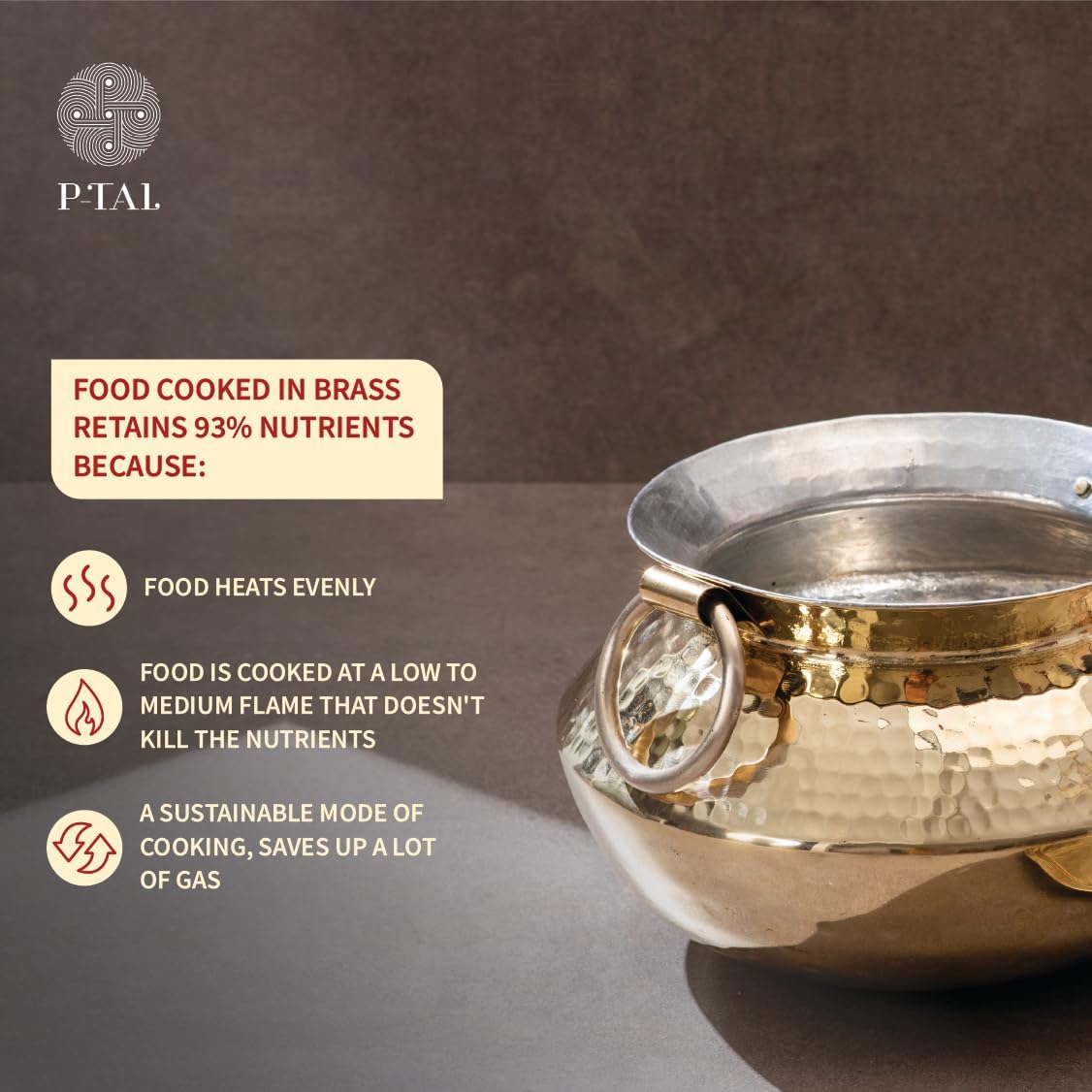 P-TAL Brass Patili 3L with Lid and Handles