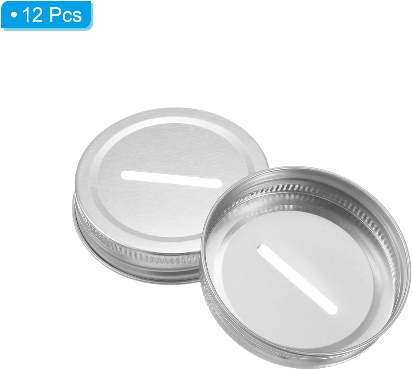 Exquisite Metal Coin Slot Lids for Canning Banks 12Pcs 70mm Silver Tone