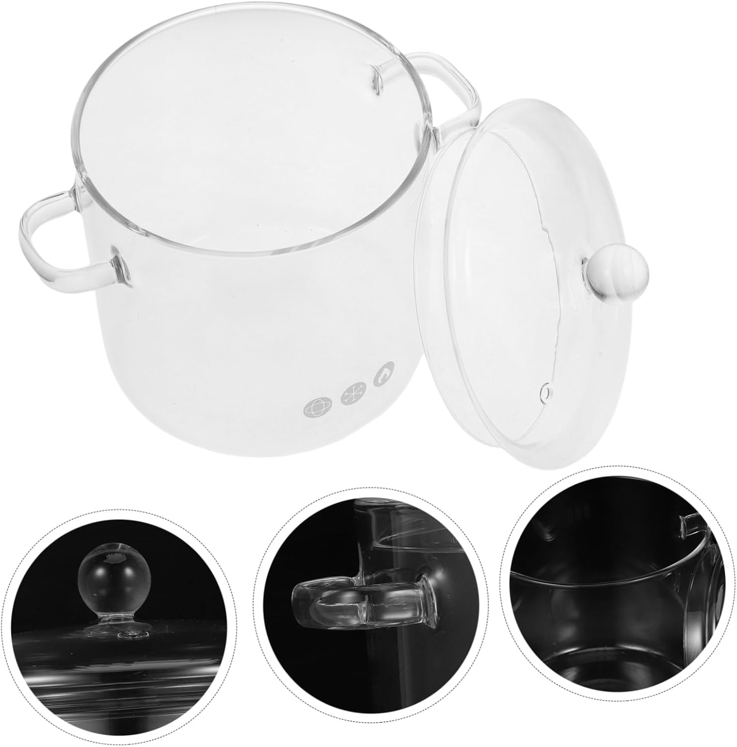 Offsich Clear Glass Cook Pot with Lid Heat Resistant Glass Saucepan