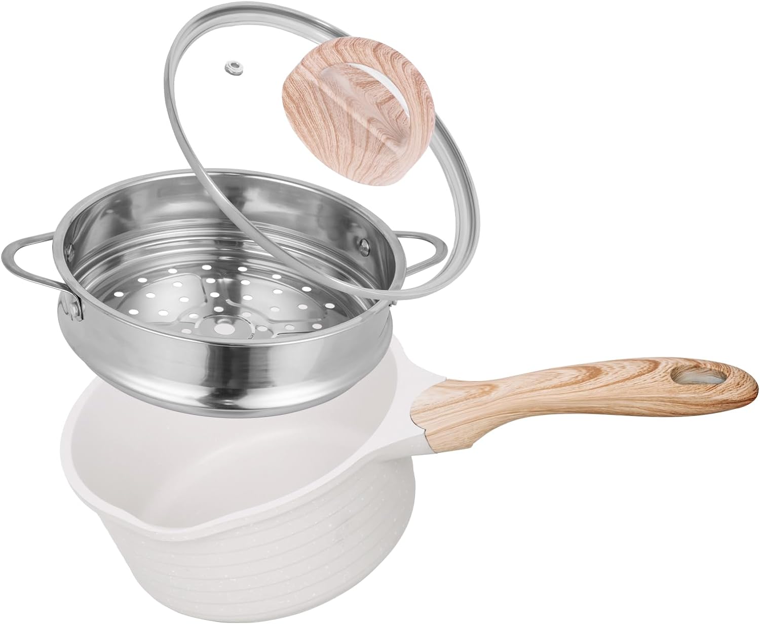 JEETEE 15 Quart Saucepan with Steamer Basket and Lid