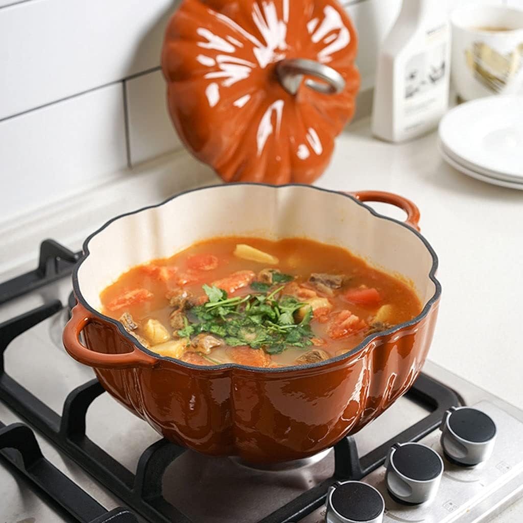 SISWIMinduction Cast Iron Stockpot with Lid Orange Pump
