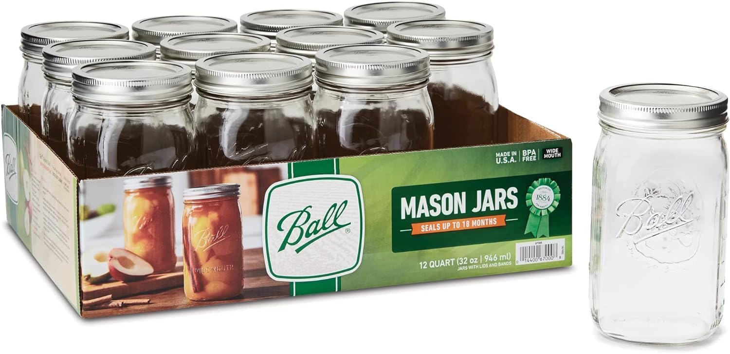 12-Piece Wide Mouth Quart Jar Case