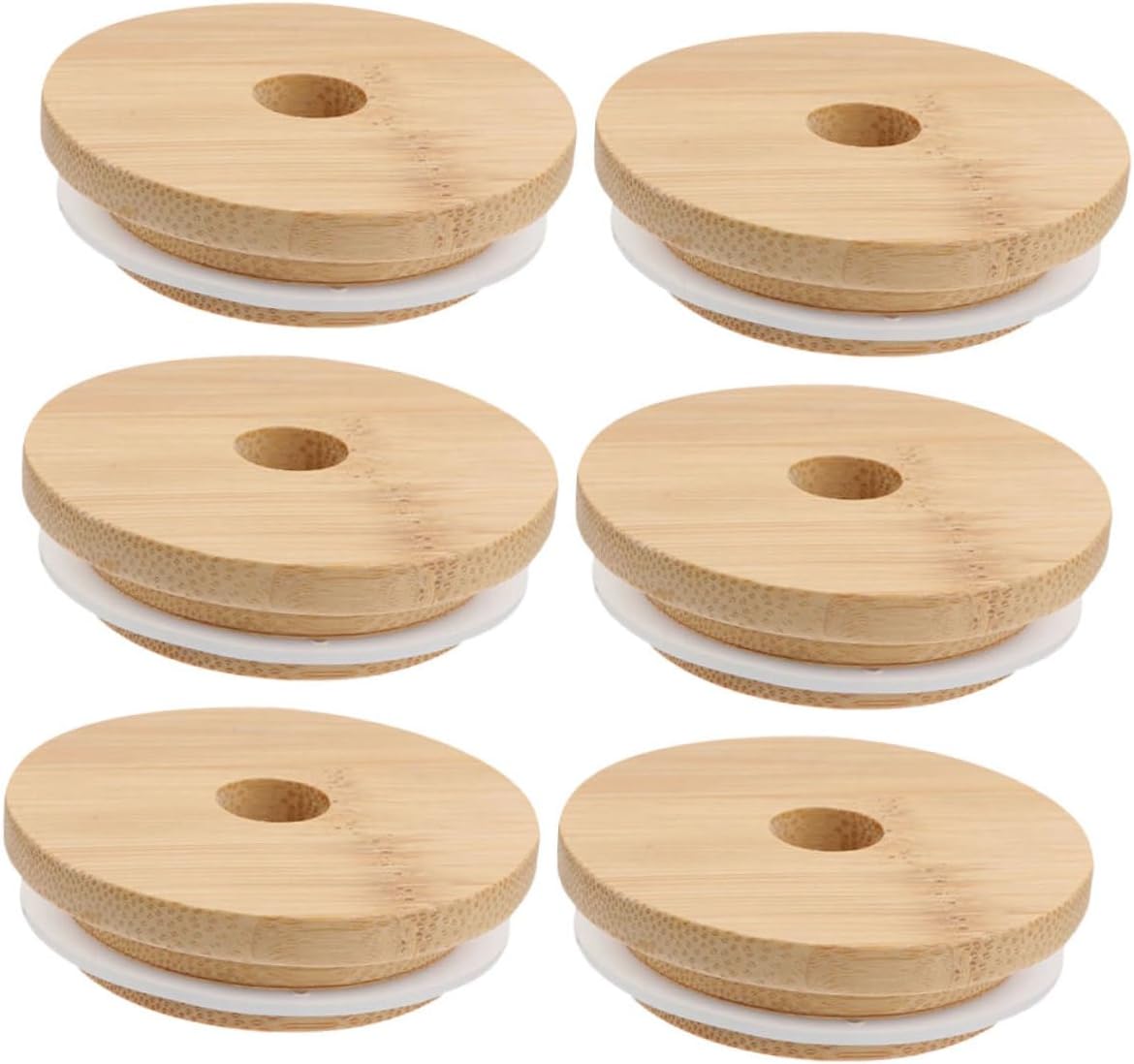 DECHOUS 6pc Mason Jar Wooden Lids Set 70mm Diameter