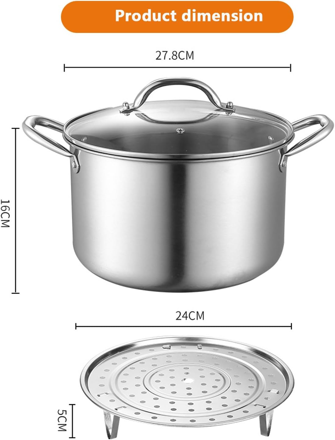 High-Quality 304 SS Stockpot with Lid