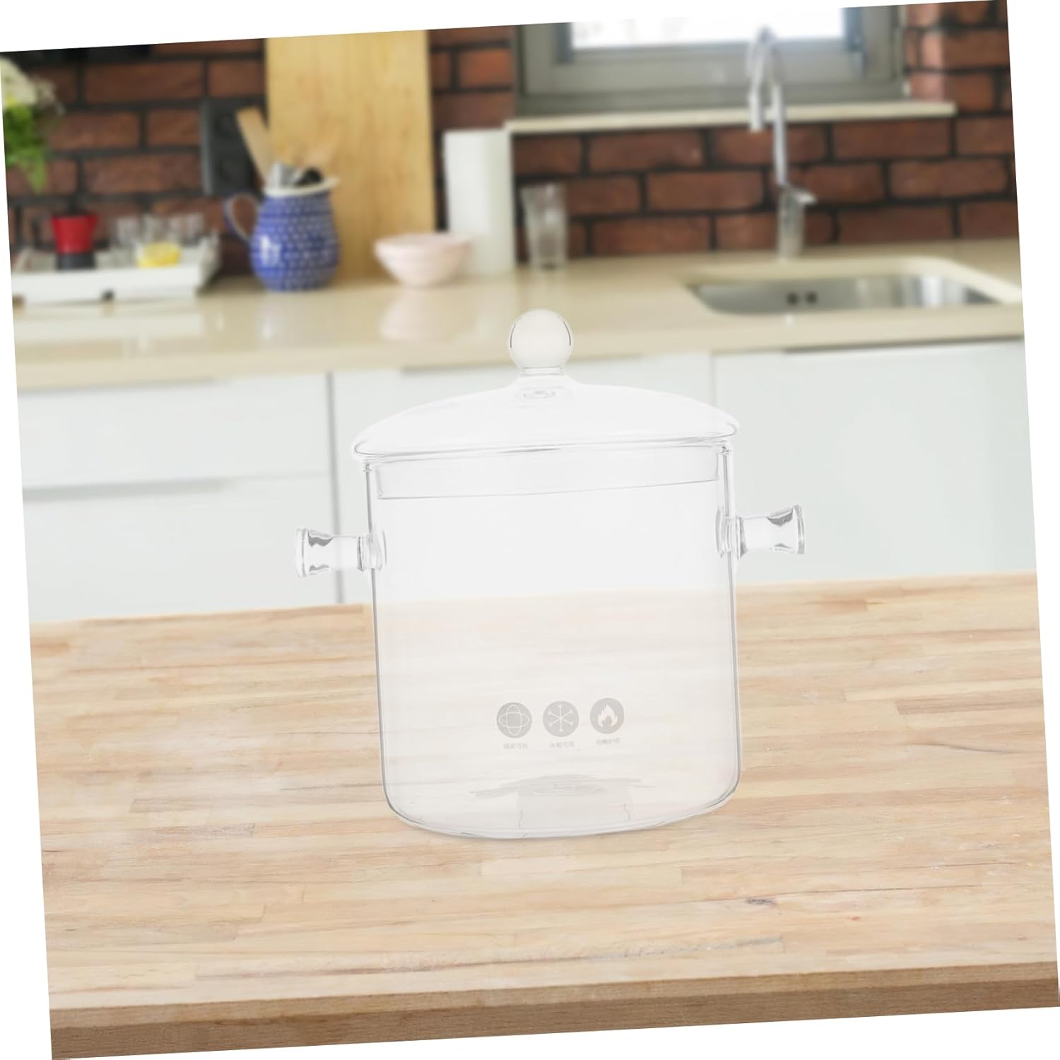 Dual-Handled Clear Glass Stock Pot