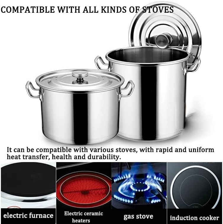Stainless Steel Stock Pot with Strainer and Lid - 27QT