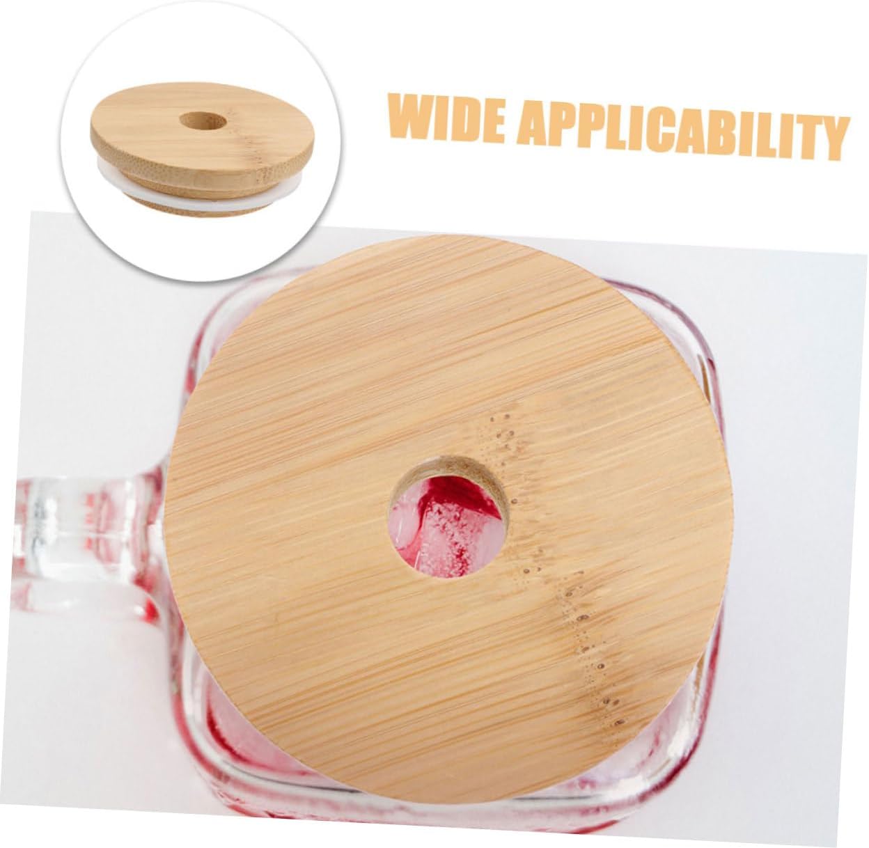 Cabilock 8pcs Reusable Wooden Mason Jar Lids