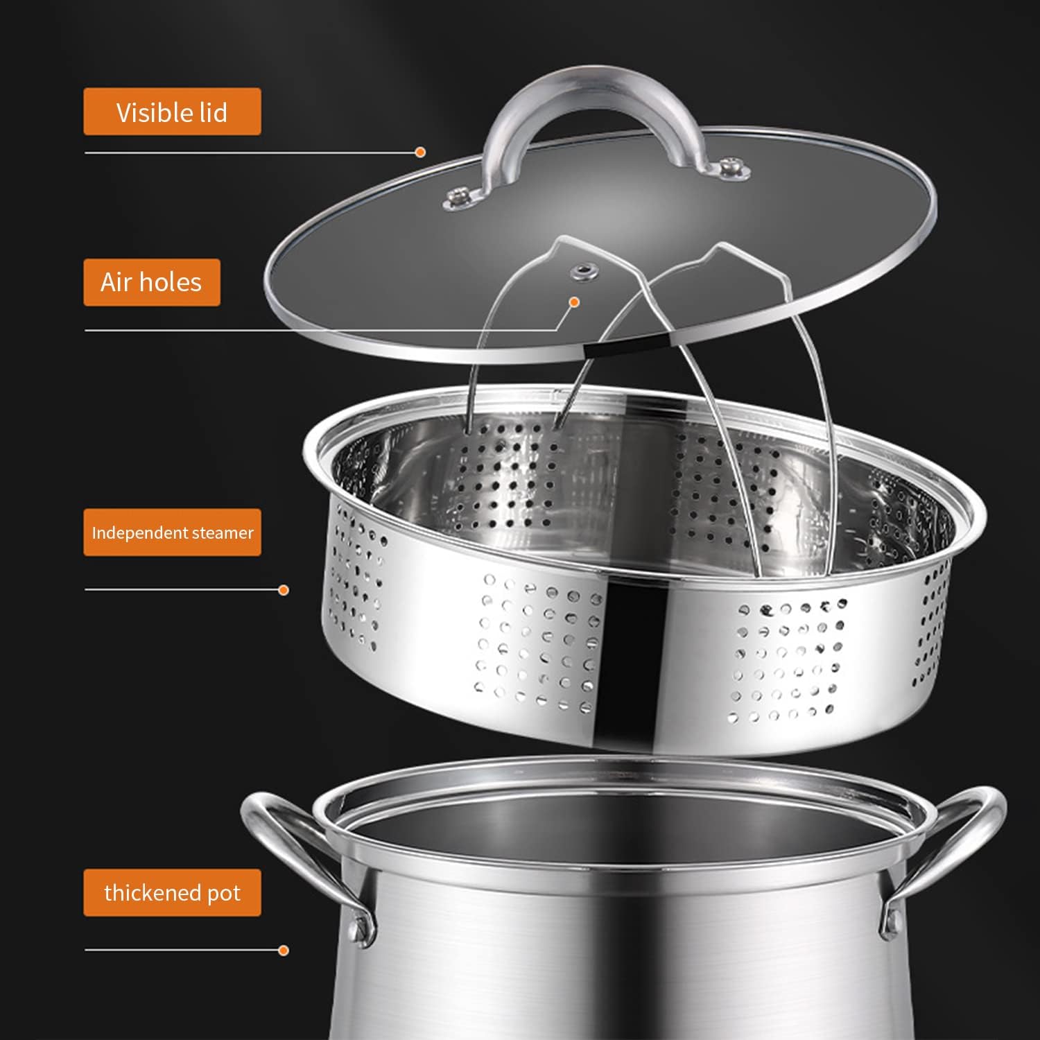 BAKOUSTAR 10 Stainless Steel Stock Pot with Lid