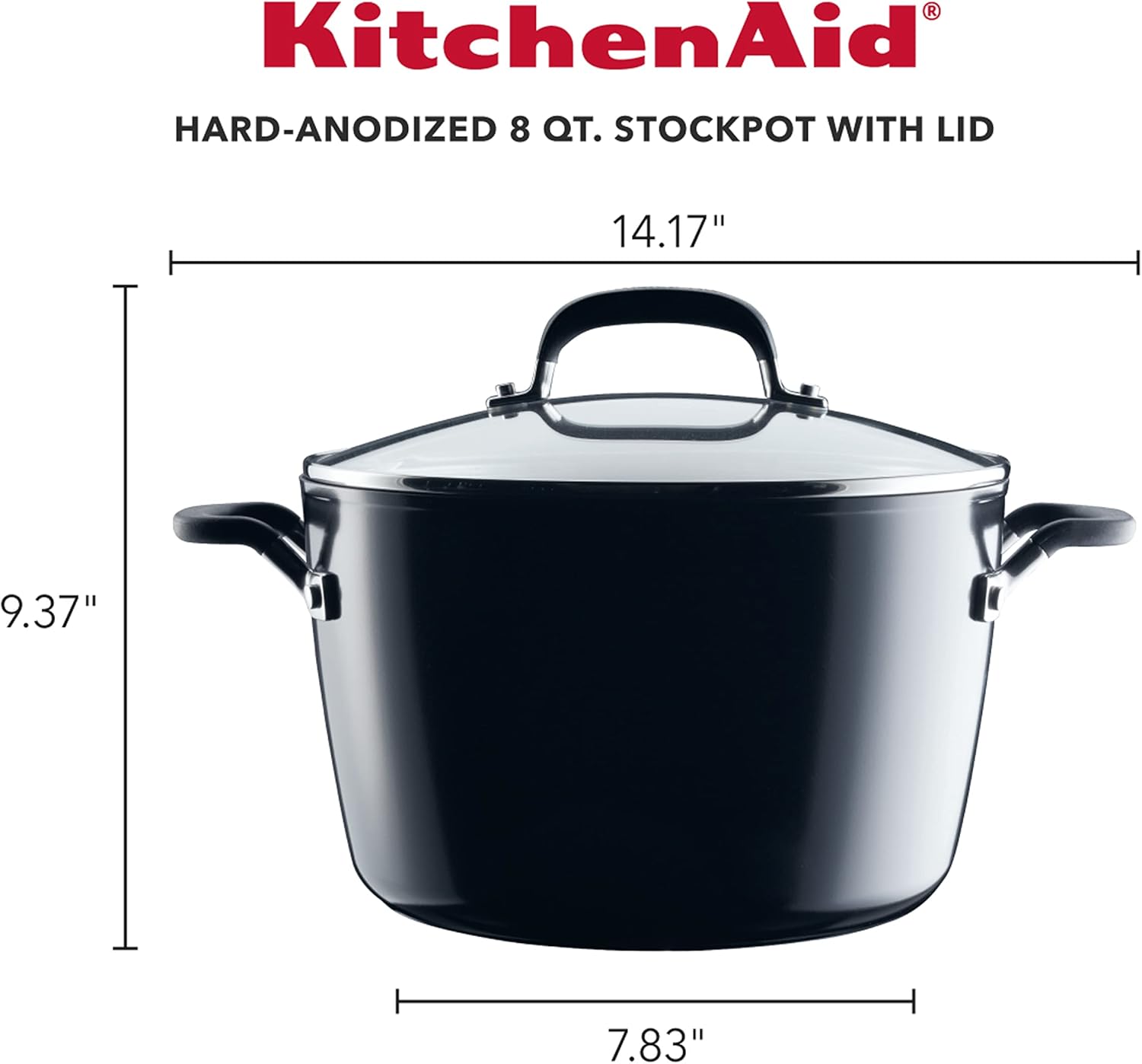 KitchenAid Hard Anodized Nonstick Stockpot 8 Quart Onyx Black