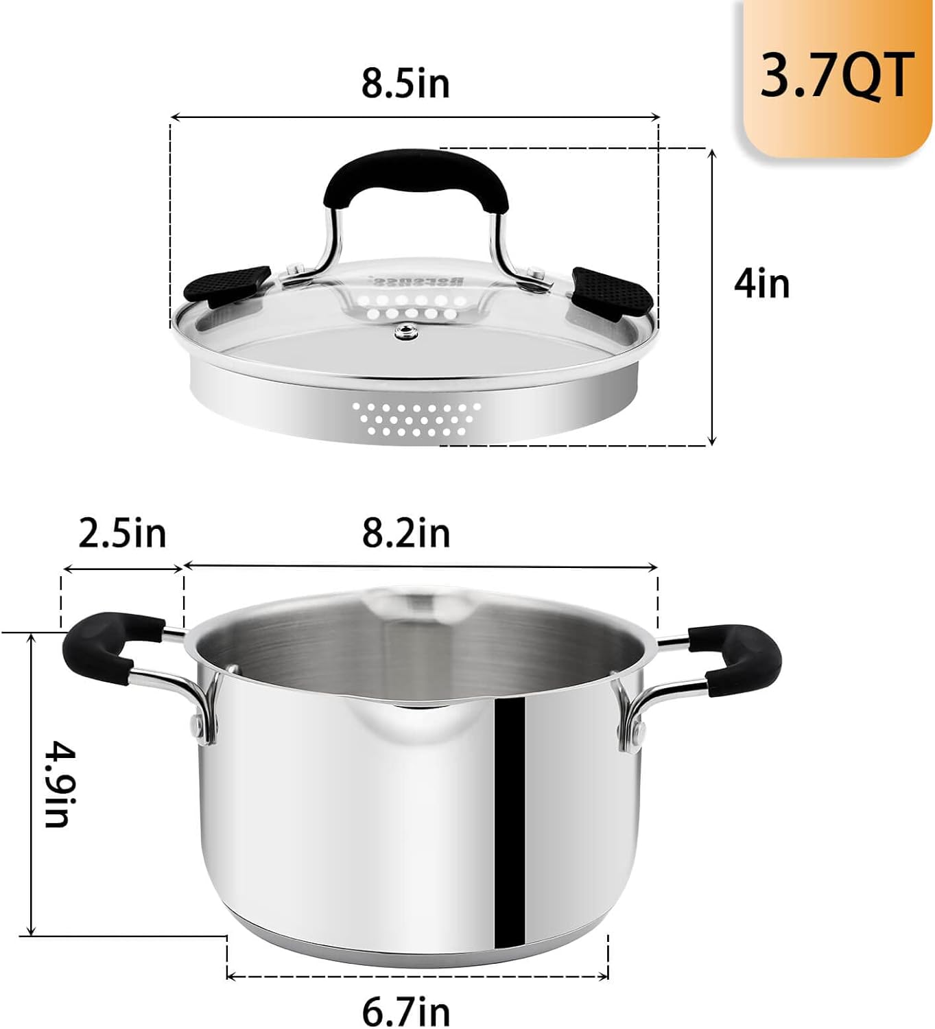 Rorence 37 Quart Stock Pot with Glass Lid and Strainer