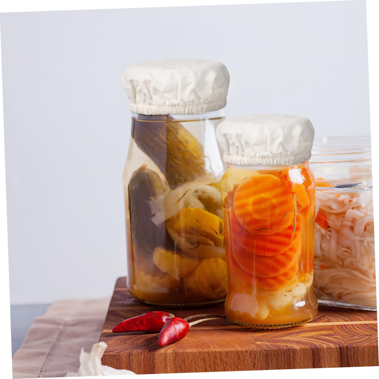 Canning Jar Covers protect freshness 8 Pcs Beige Cotton lids