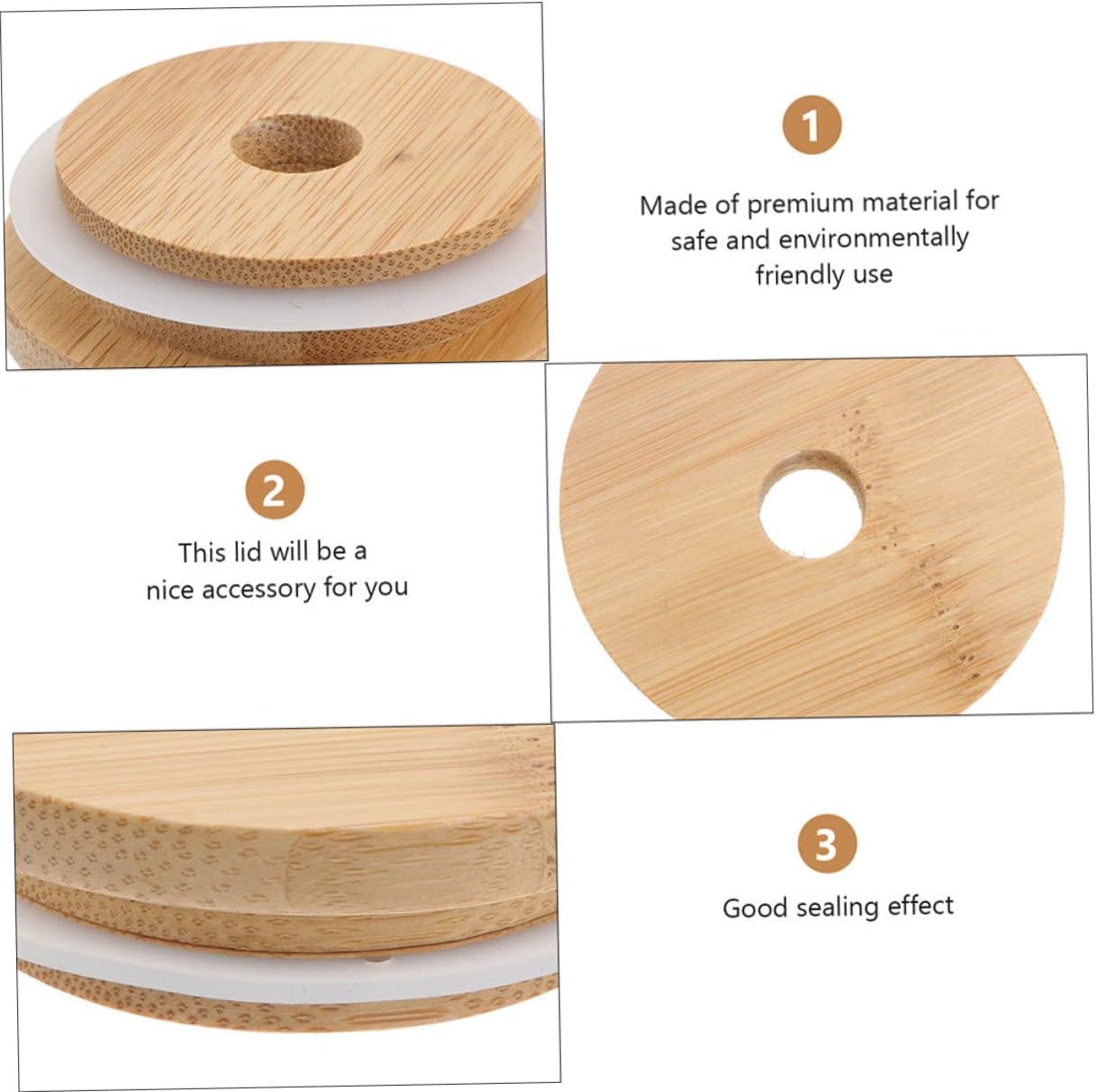 4pc Mason Jar Lids with Straw Hole Reusable Seal Lid