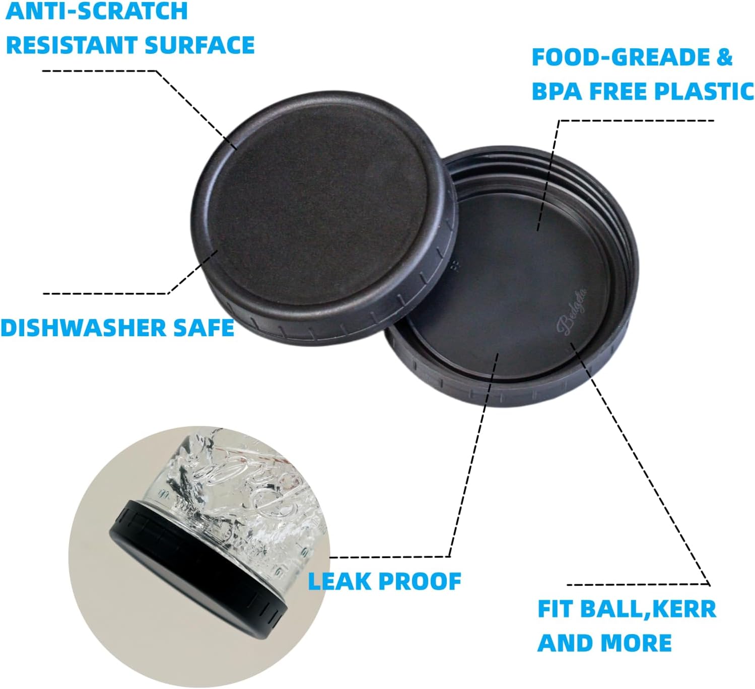 Organic Mason Jar Lids with Silicone Rings