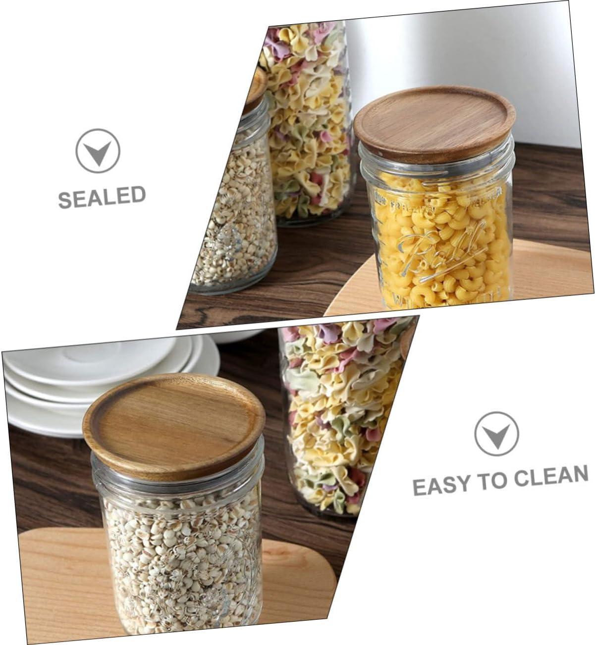 2pcs Wooden Mason Jar Lids with Silicone Seal