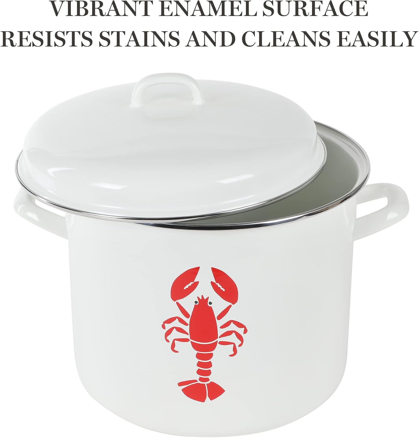 Martha Stewart 16-Quart Enamel On Steel lobster stock pot - Durable Stain-Resistant